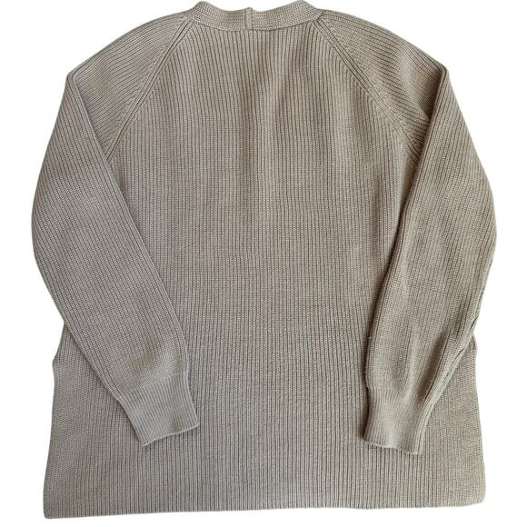 Athleta Dark Beige, Ribbed, Oversized, Wool Blend, V-Neck Sweater- S - Picture 2 of 8